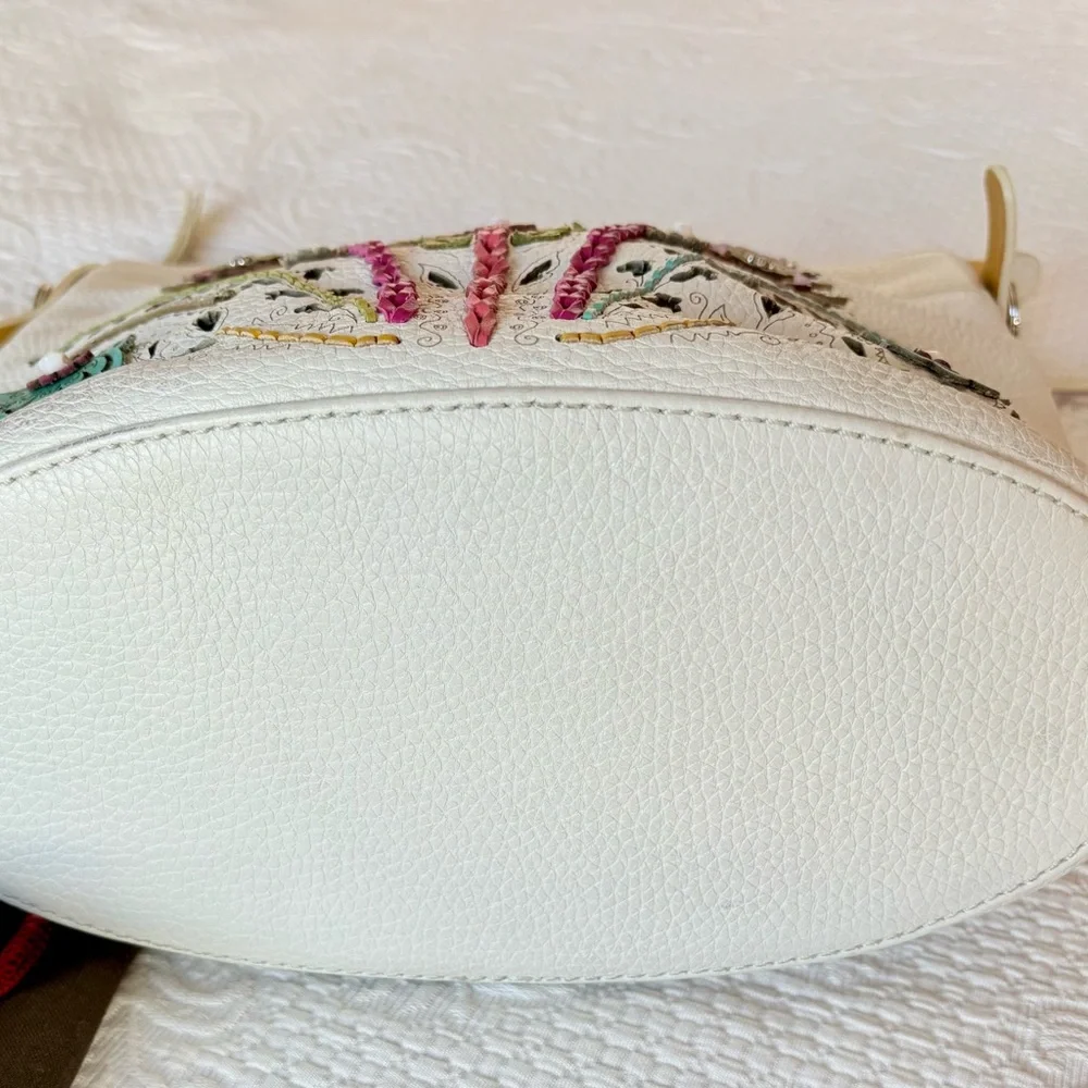 Brighton Hazel Floral Embroidered White Leather Shoulder Bag - Picture 7 of 11